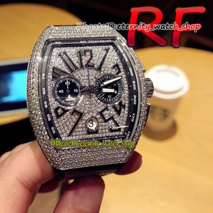 eternity Sportklockor RF V2 version HERR COLLECTION V 45 Japan Miyota Quartz Chronograph Movement Iced Out Gypsophila Diamond Dial Herrklocka Diamanter Boett Gummi