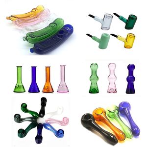 Wholesale colorful Thick heady Glass Hand oil burner Pipe Sherlock Spoon Pipes for Smoking dry herb