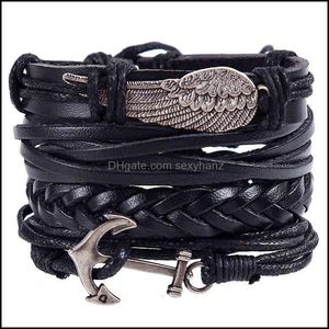 Braccialetti con ciondoli Bracciale gioielli Ali in pelle intrecciata Mti-Layer Anchor Set Navigation Drop Delivery 2021 Op8It