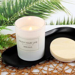 Creative Smokeless Plant Scented Candles Soy Wax Household Wooden Cover With Lamp Fragrance Candle Set