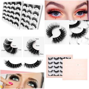 10 par/set 3D Faux Mink pestañas postizas pestañas postizas Wispy Natural largo libre de crueldad 8D falso suave grueso hecho a mano extensión de pestañas de tira completa