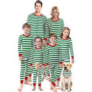 Aile Eşleştirme Kıyafetler Noel Pijama Baba Anne Kızı Için Set Oğlu Giysi Yetişkin Bebek Çocuk Çizgili Yuvarlak Boyun Ev Giyim