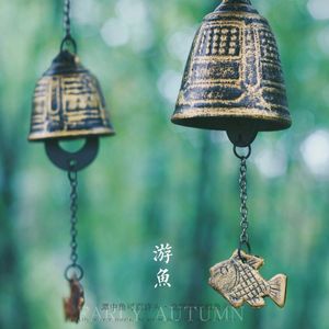 Dekoratif Nesneler Figürinler Japon tarzı furin Dökme Demir Rüzgar Bell Tapınağı Rüzgar Zinciri Tapınakları Dua ve Blessing Hediyeleri Asma Dekor