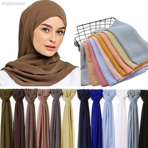 Scarves High Quality Bubble Chiffon Scarf Muslim Islamic Plain Hijab Head Wrap Long Shawls Arab Shayla Neckerchief 180*70cm