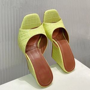 New Wedges Summer Slippers Woman Peep Toe Ladies Slipper Woman Real Leather Shoes Mules Female 2022