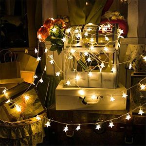 Strängar 10m 80LEDS 3 Batteridriven stjärnaformad tema LED -sträng Fairy Lights Christmas Holiday Wedding Decoration Party Lighting