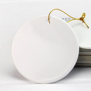 Sublimation Christmas Tile Ornament Pendant Hanging Decoration 3 Inch White Round Coating Christmas Ornament Decoration