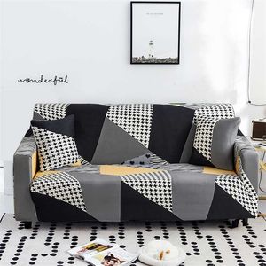 Exklusivt mönster Soffa Cover Slipcovers Elastic All-Inclusive Couch Case för L Form LoveSeat Chair L-Style 211116