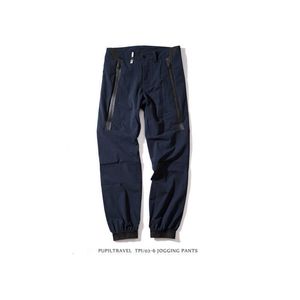 pupil travel jogging pants quick drying thin Navy blue techwear streetwear X0723