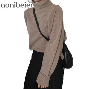 Женская зимняя весной корейский стиль трикотаж водолазки теплый пуловер твердой минималистский элегантный свитер Univetwear 210604