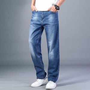 7 Colors Available Men's Thin Straight-leg Loose Jeans 2021 Summer New Classic Style Advanced Stretch Loose Pants Male Brand X0621