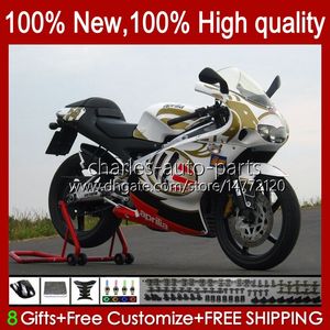 Wróżki dla Aprilia RSV RS 125 R RR 125RR RS125 99 00 01 02 03 04 05 36NO.58 RS4 RS-125 Biały Gold RSV125 RSV-125 1999 2000 2001 2002 2002 2003 2004 2004 2005 RSV125RR 99-05 Zestaw do ciała