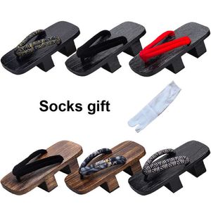 Tamancos de madeira japoneses orientais Geta chinelos para homem Onmyoji Cosplay sapatos Paulownia masculino chinês samurai sandálias de verão 210908