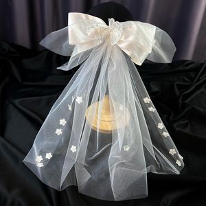 Клипы для волос Barrettes Bridal Flower Bow Hairpin Satin Veil Свадебная голова для укладки невесты.