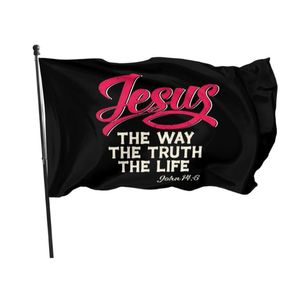 Jesus, der Weg, Wahrheit, Leben, Johannes 14–6, christliche Flaggen, 90 x 150 cm, 100D-Polyester-Banner für drinnen und draußen, lebendige Farben, hohe Qualität, mit zwei Messingösen