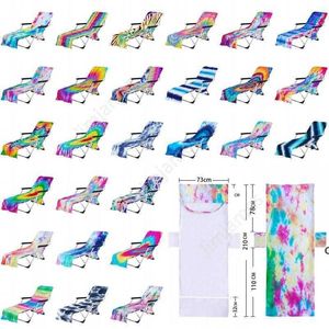 Coprisedia da spiaggia tie-dye con tasca laterale Fodere per asciugamani colorate per chaise longue per sdraio prendisole Piscina Giardino prendisole DAJ27