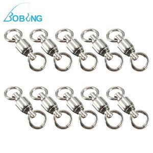 Fishing Hooks Bobing 10pcs/lot 0-7# Stainless Steel Flexible Rotation Ball Bearing Rolling Swivel With Solid Ring Fish Hook Connector