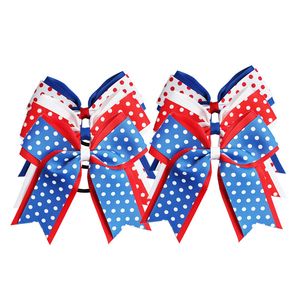 6-дюймовые аксессуары для волос 4 июля Dot Big Bow Hair Bows для девочек с зажимами или волосами красные королевские белые стрижки Grosgrain ленты звезды полоса