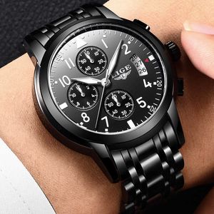 Lige Top Luxury Brand Män Sport Quartz Watch Full Steel Black Mens Klockor Klänning Business Mode Vattentät Militär Man Klocka 210527