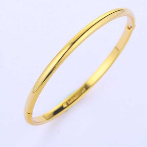 Womens Bracelet Solid Jewelry Gold Filled Lady Smooth Bangle Openable Trendy Accessories Oval Q0717