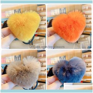 Aessories & Tools Productswomen Girls Cute Colors Faux Fur Heart Scrunchies Rubber Bands Children Lovely Soft Elastic Hair Female Aessories1