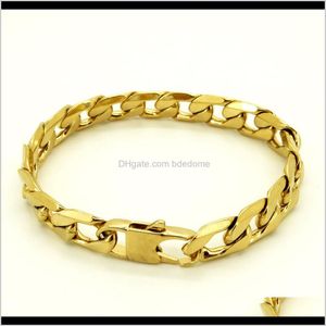 Link, Bracelets Drop dostawa 2021 100 -procentowa stal nierdzewna bransoletka mężczyźni retro biżuteria 18k złota T i CO Curb Cuban Chain 6/8/12 mm