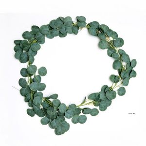 Gęsta Liść Sztuczny Eucalyptus Garland Faux Jedwab Eucalyptus Winorośli Handmade Garland Greenery Wedding Backdrop Arch Decoration Dap331