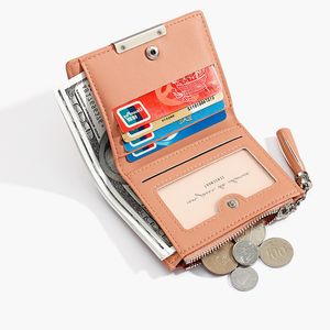 Kvinnor Kort RFID Zipper Små Slim Mini Magic Fashion PU Läder Bankkort Hållare Plånböcker