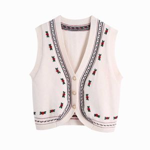 Snygga Kvinnor Sweater Vest Spring Fashion Cute Floral Modern Lady Tank Top 210602