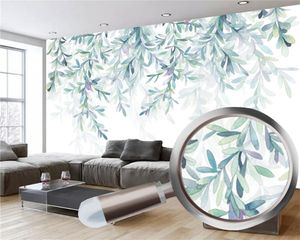 3D Mural Papel de parede Pequena mão fresca pintada aquarela verde folhas nórdico minimalista sala de estar quarto cozinha decoração home wallpapers