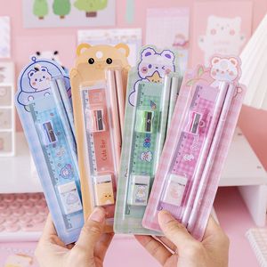 Children's day gift box school supplies set pen/ruler/eraser/pencil sharpener 5pcs/set student gifts 0513