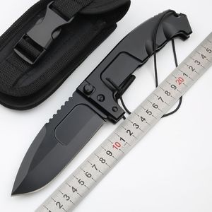 1Pcs Coltello pieghevole tattico di sopravvivenza ER di alta qualità N690 Drop Point Black Blade 6061-T6 Coltelli con manico con borsa in nylon