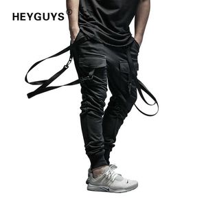 Heyguys torra män byxor ficka full längd män hiphop joggers byxor plus storlek byxor män bälte kvinnor streetwear 210707