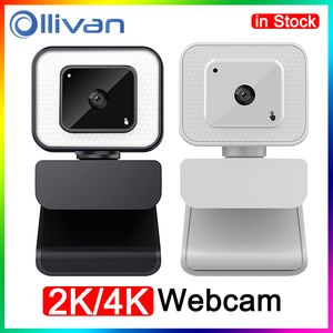 2021 Yeni Full HD 4 K 2 K Web Otomatik Odak Ile Dolgu Işık PC Bilgisayar Cam Webcam 1080 P YouTube Video Kamera