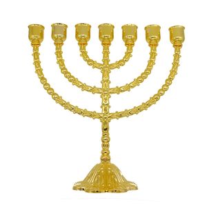 Kristall-Kerzenhalter, großer Menorah-Kandelaber, Messing-Gold-Halter, 7-armig, religiös, 210722
