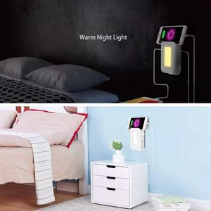 Ночные огни светодиодный свет с розетками переменного тока USB зарядки портов настенные адаптер адаптер датчик для прихожей спальни