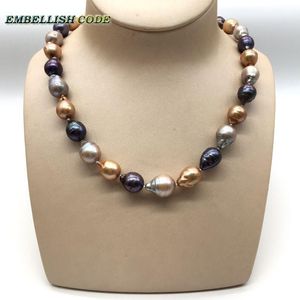 Wholesale brown pearl necklaces for sale - Group buy Gray Yellow Brown Blue Color Tissue Nucleated Flame Ball Pear Shape Baroque Pearl Necklace Groove Ring Freshwater Pearls Chokers