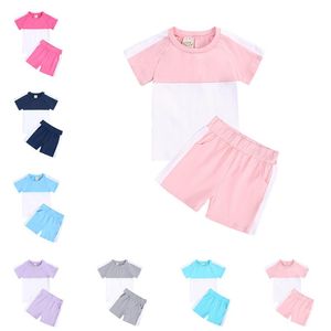 Çocuklar Masallar Giyim Setleri Çocuk Eşofmanlar Için Kontrast Renk Şort Kız Giyim Erkek Doğan Toddler Kıyafetler