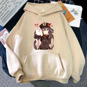 Fashion Game Genshin Impact Kawaii Hu Tao Hooded Sweatshirt Women Harajuku Manga Cute Girl Winter Long Sleeve Casual Hoodies Men Y0901