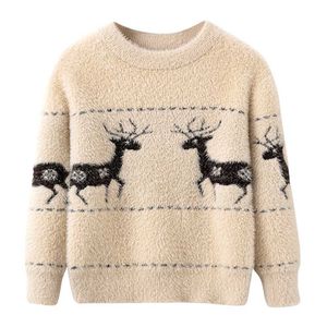 Jesienne zimowe źrebienie drukowane swetry dla chłopców i dziewcząt Y1024