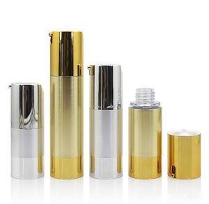 Luxus Gold Silber Leere Airless Pumpflaschen Mini tragbare Vakuum kosmetische Lotion Behandlung Reiseflasche 10 Stück kostenlos