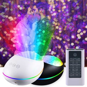 USB Colorful Starry Sky Ocean Projector LED Stage Lighting Remote Control Ocean Wave Projection Lamp med musikhögtalare Kids Gift