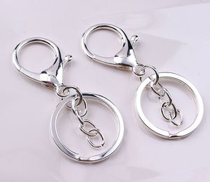 500pcs 30mm Key Chains Keyrings Round Golden Silver-Plate Color Lobster Clasp Hook Keychain