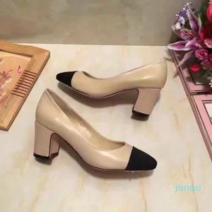 Wholesale-Hot Sale- Calfskin Women Catwalk Kitten Heels Pumps Slingbacks Sandals Mules Flats Beige Grey Dress Single Shoes