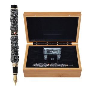 Wholesale vintage pen holder resale online - Vintage Jinhao Fountain Pen Luxury Dragon Gift Box Set and Pen Holder Perfect for Calligraphy Writing Business