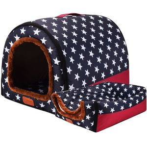 Warm Dog House Comfortable Print Stars Kennel Mat For Pet Puppy Top Quality Foldable Cat Sleeping Bed cama para cachorro 210924