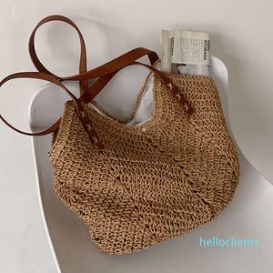 HBP Handgewebte Damen-Schultertasche, Bohemian-Stil, 2021, Sommer-Stroh-Strand-Einkaufstasche, Reise-Shopper, Weben von Einkaufstaschen