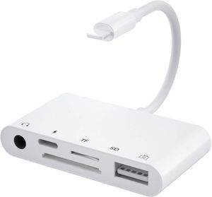 Mini-usb-otg großhandel-5 in Kabeln Lightning USB OTG Camera Verbindungskit mm Kopfhörerbuchse Buchse TF Dual Card Reader für iPhone x XR XS iPad Mini Air