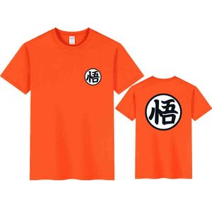2021 Novo Verão Camisetas Fato de Goku Cosplay Manga Curta Tshirt Japão Anime Impressão T-shirt Mulheres Algodão Homens Roupas Top Tees G220223