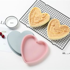 Hjärtform Silikonformar Kaka Mögel 8 tum Non Sticky Lätt att Demould Bakplatta DIY Bakningsverktyg RRE10269